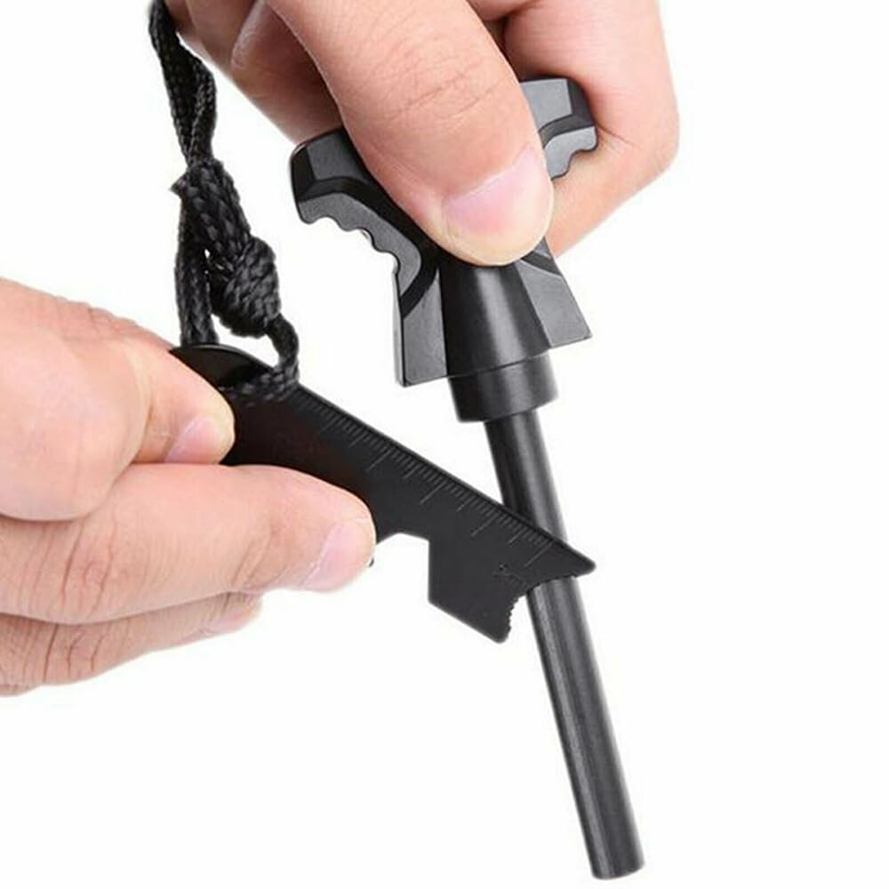 BIGTEDDY Large Fire Steel Magnesium Fire Starter Steel Flint Survival Lighter +compass