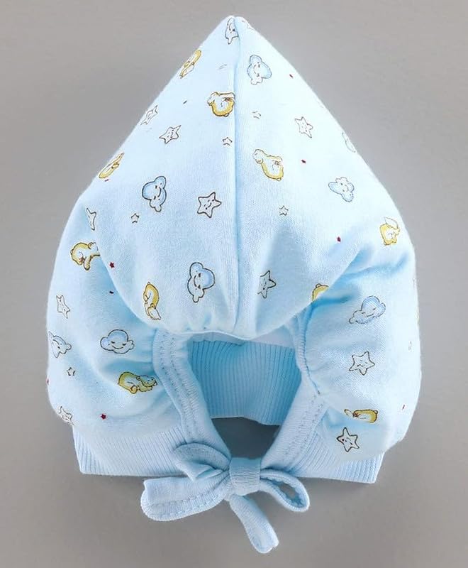 Image of Printed Soft Cotton Cap for New Born Baby Boys & Girls Tie Knot Caps for Infants Topi | Pack of 3