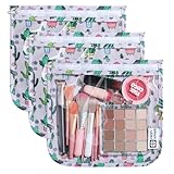 HIONXMGA TSA Approved Toiletry Bag, Set of 3 Clear Travel Toiletry Bag Quart Size Zipper Travel Pouch, Waterproof Makeup Cosmetic Bag for Women Men Kids Toiletries Carry on, Cacti Large
