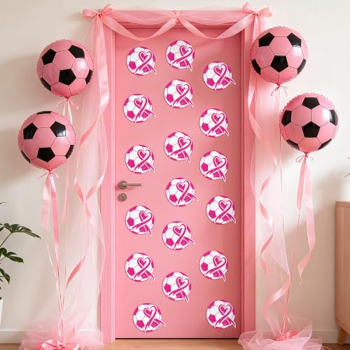 Image of Hot Pink Soccer Glitter Cutout for Pink Out Party Sports Party Supplies
