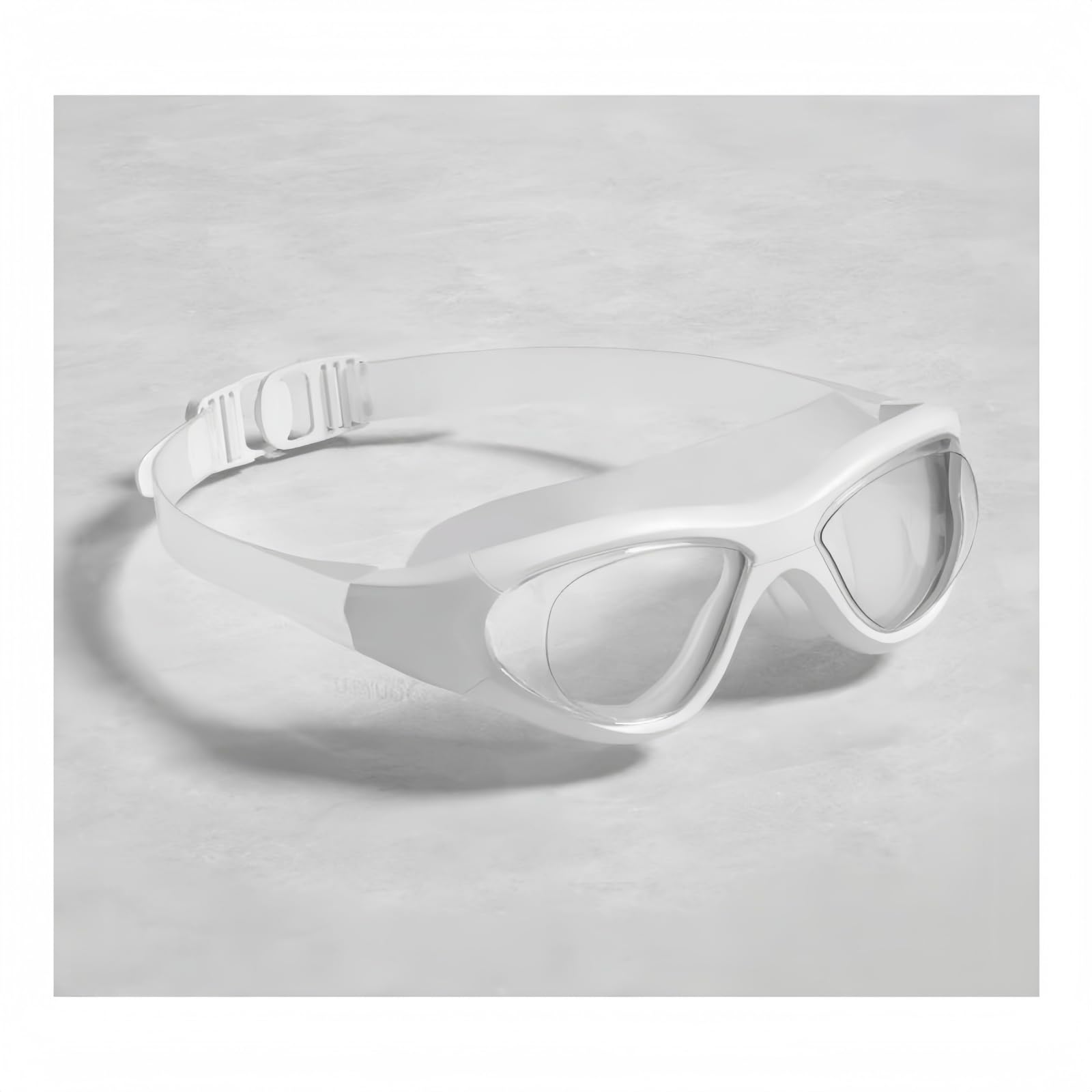 Yuziwi Swimming Goggles with Prescription 0-6.0 | Anti-Fog Coating | Panoramic Vision & Soft 3D Seal for Pool, Lake and Sea (-4.0, Transparent White)
