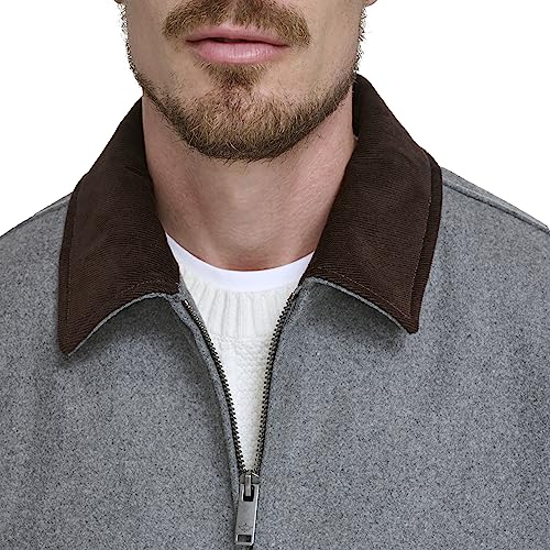 Image of DOCKERS Men's Wool Blend Zip Up Jacket With Quilted Bib
