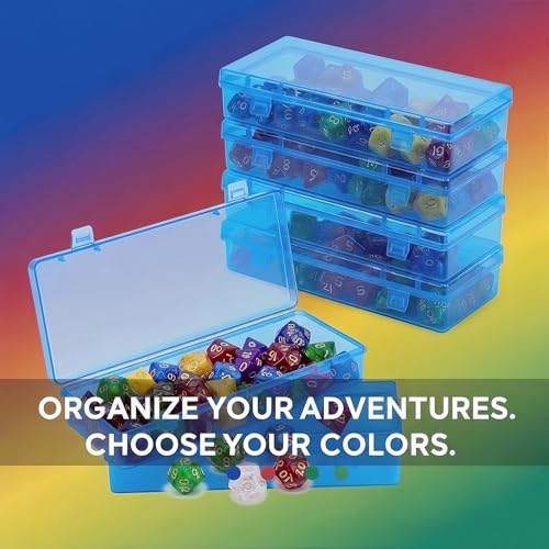 Image of 6 Pack Blue Plastic Storage Boxes with Hinged Lids, 6x2.6x1.2 Inches Long Rectangular Organizer for Diamond Art Accessories, Beads, Crafts