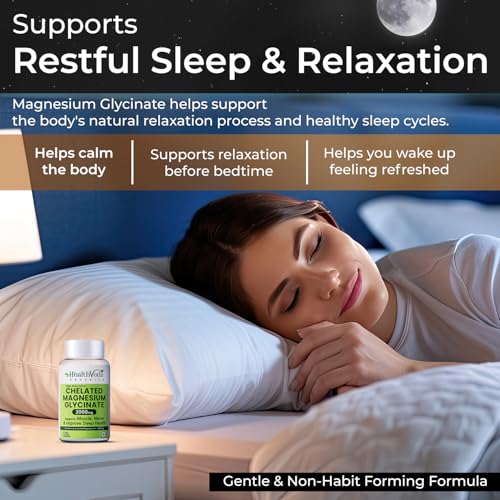 Image of Health Veda Organics Magnesium Glycinate 2000mg per Serving | High Absorption Magnesium Supplement for Muscle Recovery, Better Sleep Support & Stress Relief | 120 Veg Tablets