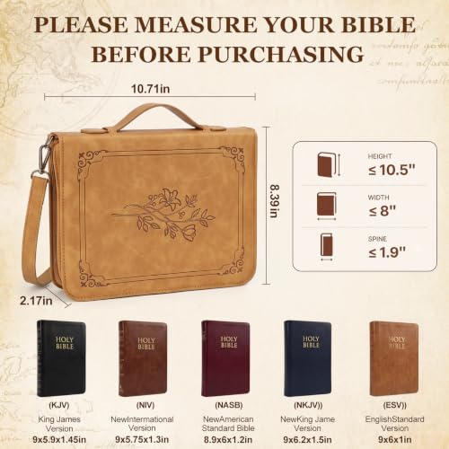 Floral Leather Bible Case for Women