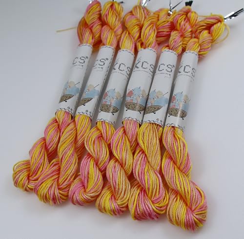 Image of KCS Big skeins of 25 Meters Size 25 Color Variegated Cross Stitch Stranded Threads,6 skeins,4100