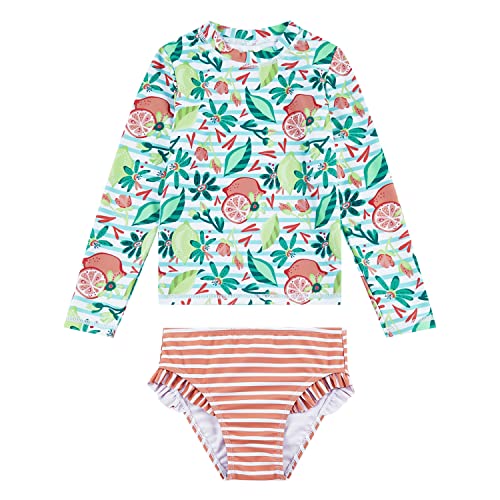 Image of upandfast Girls Rash Guard Set Long Sleeve Two Piece Swimsuit with UPF 50+ Sun Protection for Girls 3-8 Years