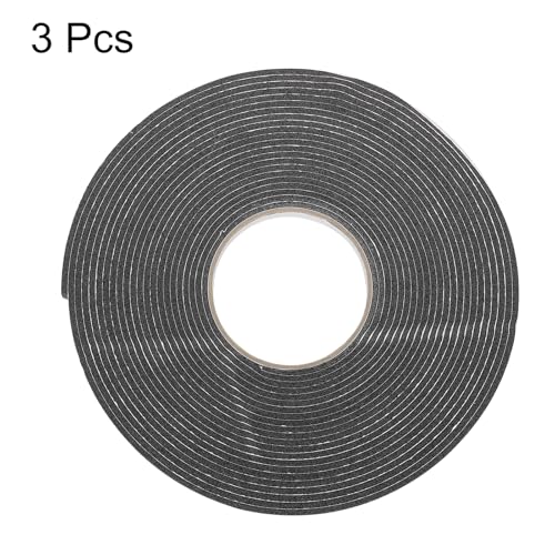 Image of uxcell 3pcs Rolls Double Sided Foam Tape Removeable Foam Sponge Mounting Tape Strong Adhesive Tape Strips(Black, 32ft x 1 /2 inch x 1 /8 inch) for Home Paint Wall Hanging Poster Decor