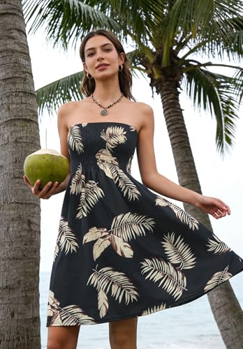 Image of Zyyfly Womens Summer Beach Dresses Strapless Cover Ups Dress Tube Top Sundresses
