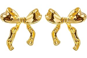 Gold Silver Bow Earrings for Women Classic Ribbon Bow Stud Earrings Cute Bowknot Earrings