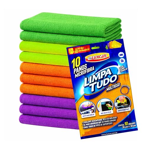 Luxcar - Conjunto com 10 Panos Microfibra Limpa Tudo