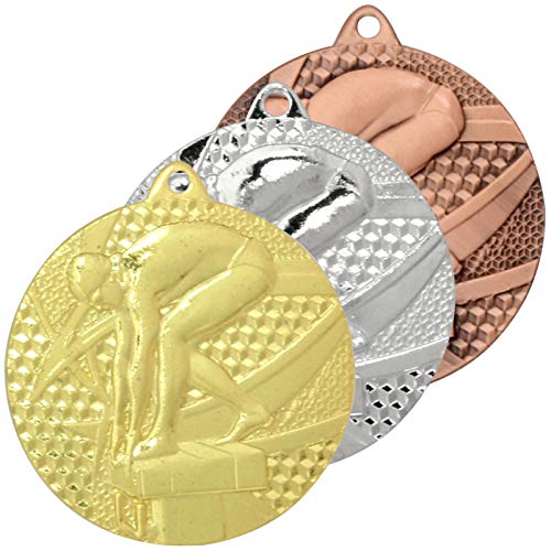pokalspezialist 10 Stück Medaille Schwimmen 1 Medaillen rund Gold