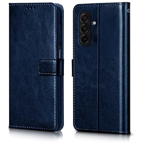 Image of WOW IMAGINE Shock Proof Flip Cover Back Case Cover for Samsung Galaxy M17 5G | A17 5G | F17 5G (Flexible | Leather Finish | Card Pockets Wallet & Stand | Blue)