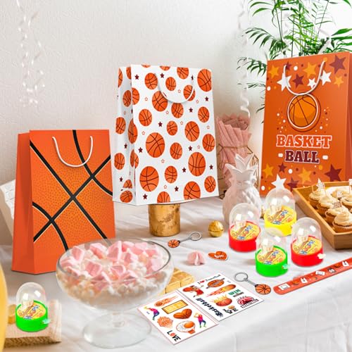 Huxolynifty Cadeaux de Fête de Basket-Ball,122 Pcs Basketball Party Favors Set - Basket-ball Porte-clés, Jouet Mini Basketball & Sacs de Cadeaux Autocollants etc Décorations de Fête de Basket-ball – vue 6