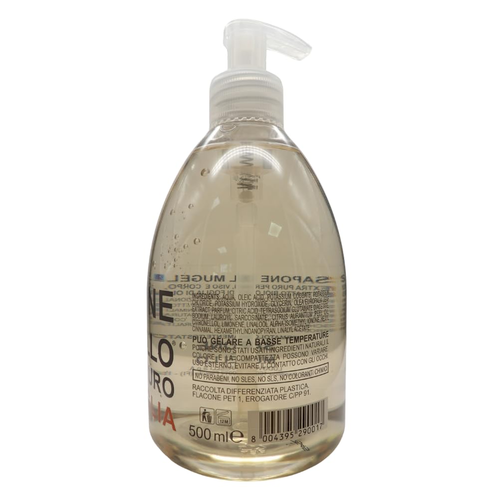 Sapone Extra Puro,MARSIGLIA, Per Mani, Viso e Corpo, Con Estratto Biologico Di Foglia Di Olivo 500ml + Panno SOFT In Lattice, Formato 30x30cm (6 Unità + Panno)