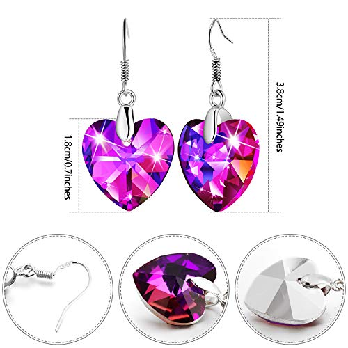 9 Pairs Dangle Earrings For Women Multicolor Crystal Earrings Dangle Drop Earrings Rainbow Crystal Earrings For Girls (Heart) #TOP2