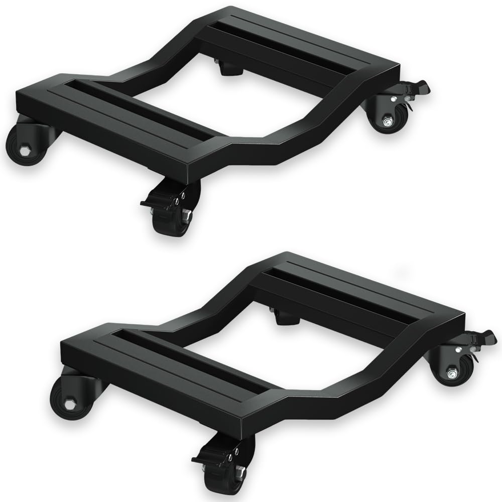 Photo 1 of I'Ezonk Industrial Stainless Steel Car Dolly Set of 2-6,800lb/3,084kg Capacity | Pro Vehicle Mover with Locking Brakes | U-Shaped Design for Cars/SUVs/Trucks & Trailers