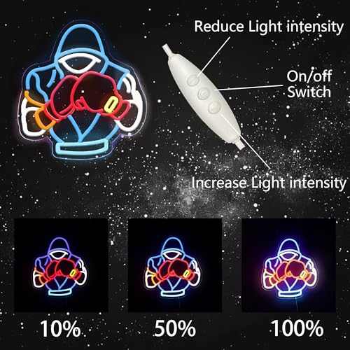 Image of Boxing Neon Sign, USB Powered LED Light for Gym Room Decor | Boxing Wall Decor for Bedroom, Game Room, Fitness Room, Party Decoration and Boxing Fans Gift