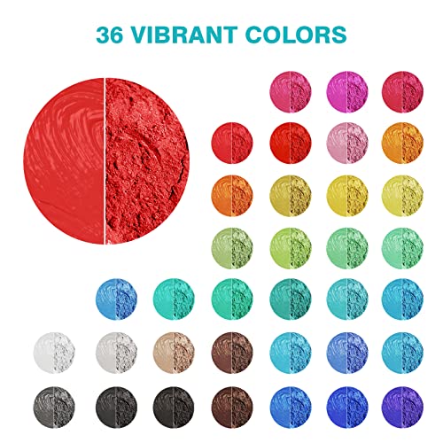 Resiners Mica Powder For Epoxy Resin, 36 Color Epoxy Resin Color Pigment, Cosmetic Grade Mica Powder For Soap Making, Candle Making, Lip Gloss, Art Crafts, Bath Bomb, Resin Supplies - 0.1Oz(3G)/Bag #TOP1