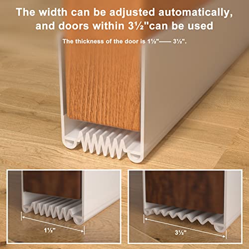 Door Draft Stopper, Cuttable Weather Stripping Door Seal, Strong Adhesive Door Sweep For Exterior And Interior Doors 39” Length(White) #TOP5