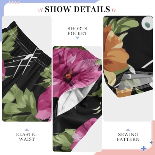 ZZXXB Music Note Colorful Flowers Boys Long Pants Soft Trousers Elastic Waist Kids Lounge Bottoms with Pockets S-XL4