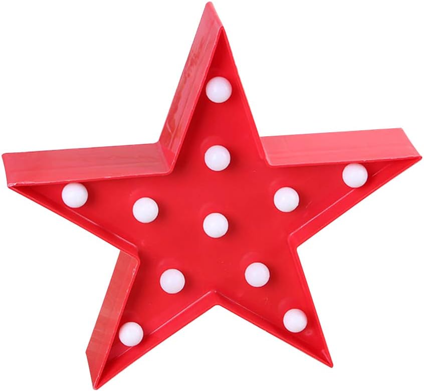 LED Star Shape Night Light Marquee Light Battery Operated LED Night Home Christmas Decoration (Red)