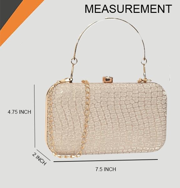 ADISA textured formal party clutch with gold chain for women and girls - Image 3