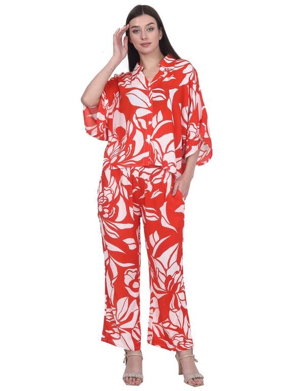 rangriwaz Floral Printed Kaftan Pure Rayon With Trouser Orange-picture-35