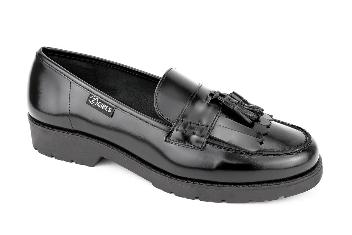 ZGIRLS Mocasin Yale 404 College Negro Zapato Castellano Adolescentes NIÑA Uniforme Escolar Resistentes Impermeables