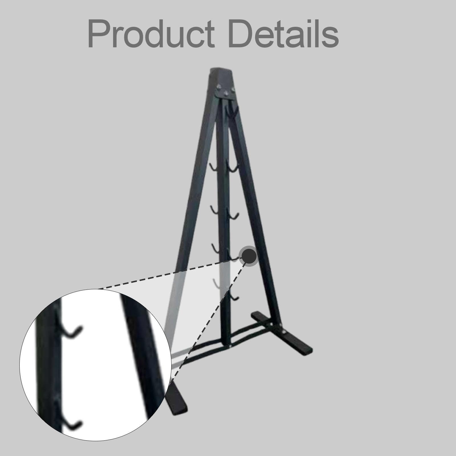Amagogo Barra de soporte de almacenamiento negro con ganchos, accesorio resistente, portátil, ahorra espacio, de entrenamiento,
