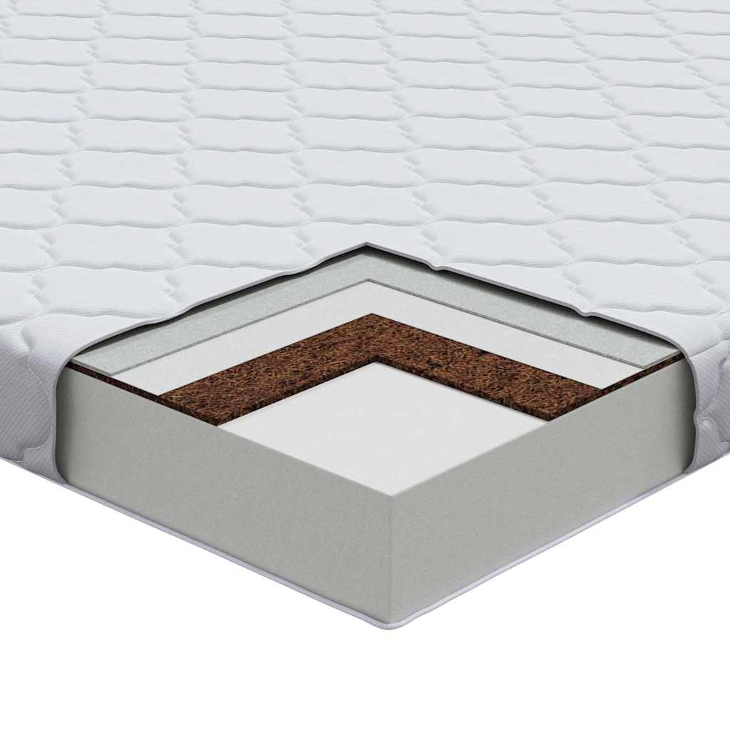 Materac 70 x 140 cm, biały, żakardowy materiał z warstwą kokosa, podkładka do spania z pianki PU, oddychająca i średnio twarda, do sypialni, nakładka na łóżko, kompatybilna ze stelażem i ramą