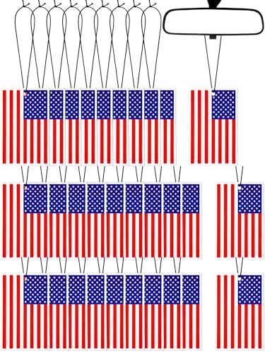 Image of Dunzy 30 Pcs Air Freshener American Flag Car Freshener Patriotic USA Flag Hanging Automotive 250 Year Anniversary Air Fresheners for Independence Day Auto Accessories, 3 Scents(Red Blue Style)