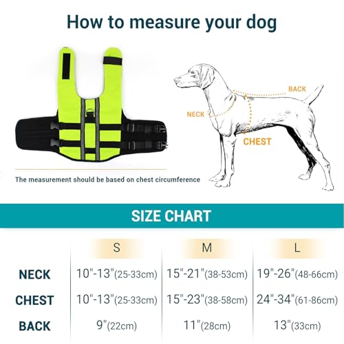 NAMSAN Hundeschwimmwesten Schwimmweste für Hund Tragbar Aufblasbar Rettungswesten für Kleine/Mitte/Groß Hunde, Grün-M