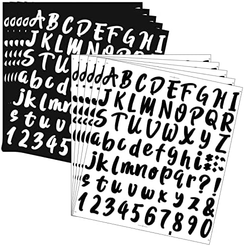 LUTER 10 Sheets 1inch Alphabet Number Stickers, Self Adhesive Vinyl Letter Number Stickers Kit for Mailbox Home Office Window Door Car Address(Black&White)