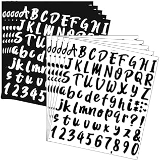 LUTER 10 Sheets 1inch Alphabet Number Stickers, Self Adhesive Vinyl Letter Number Stickers Kit for Mailbox Home Office Window Door Car Address(Black&White)