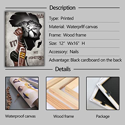 Framed African American Wall Art Black Women Girls Canvas Prints Poster Painting Decor Africa Map Black Art Picture For Wall Framed African Women Wall Art Decorate For Living Room Bedroom Decor Ready To Hang #TOP3
