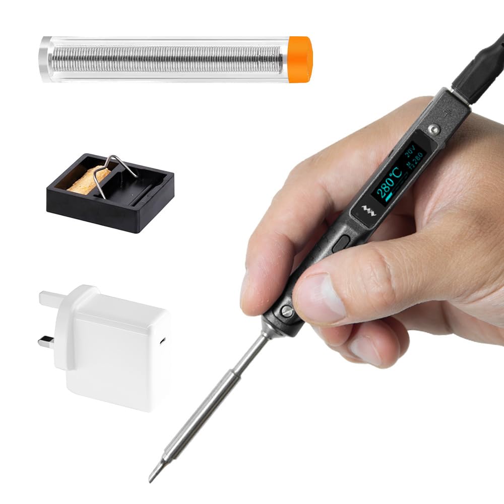 Mini Electric Soldering Iron Kit TS101, Adjustable Temperature 50℃-400℃, Programmable, Type-C, OLED Display, Black
