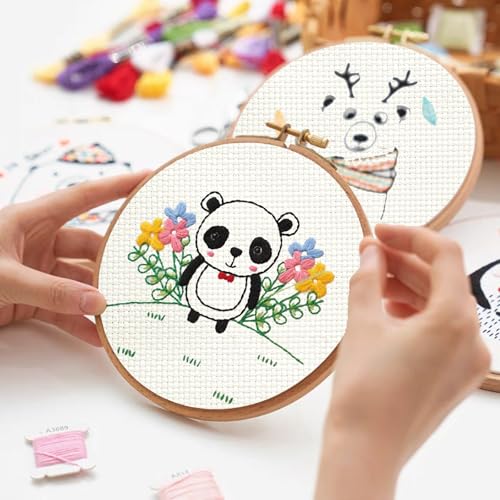 Image of 16 PCS Aida Cloth 14 Count Cross Stitch Fabric, 4 Different Sizes 5.9 to 11.8inch, Pre-Cut Squares Fabric for Craft Embroidery, Handmade Needlework, DIY Handicrafts (Beige)