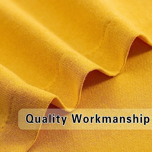 Upopo Yellow Curtains Kitchen Privacy Semi Sheer Linen Textured 54 Inch Length Living Room Bedroom Drapes Basement Window Treatment Curtain 2 Panels Grommet Top #TOP4