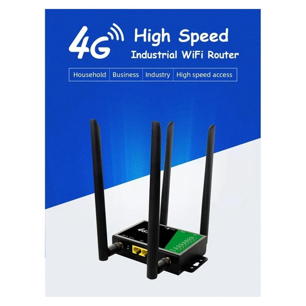 Router Inalámbrico Industrial CPE WiFi 4G con Antena Externa de 300 Mbps y Ranura para Tarjeta SIM, Punto de Acceso Móvil Portátil (32 Usuarios), Enchufe Europeo
