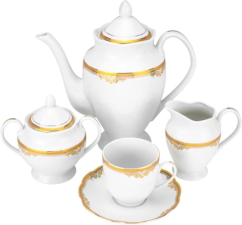 Miniatura 2 de Juego de vajilla de banquete de 57 piezas con bordes festoneados, vajilla de lujo para 8 personas