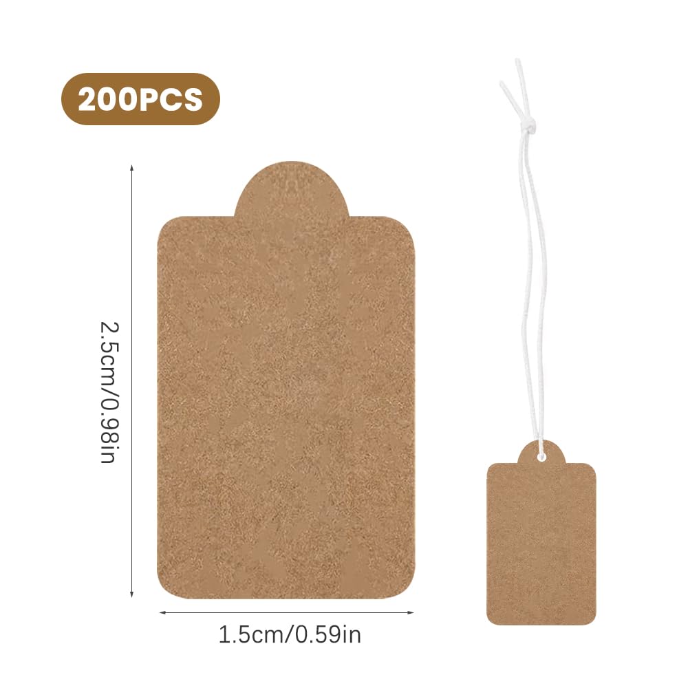 Etichette di carta con cordino attaccato, 12 x 6 cm, 100 etichette grandi con cordino