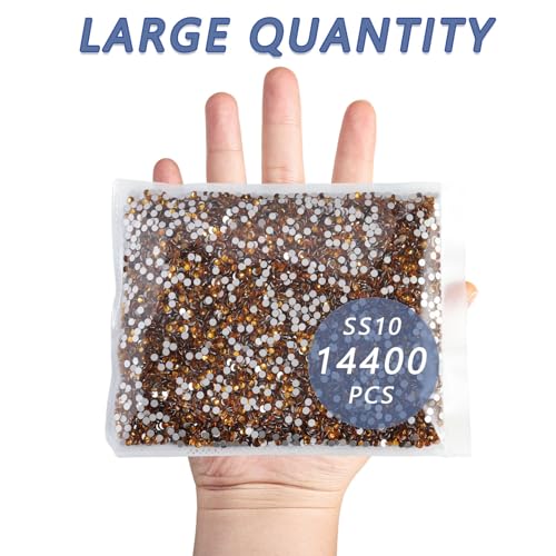 Image of Beadsland Flat Back Crystal Rhinestones Bulk, Topaz, SS16, 14400pcs | Flatback Glass Gems for Nails Crafts Clothes DIY Decoration, Glue Fix, 3.8-4.0mm