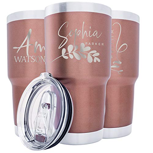 Personalized Tumblers w/Splash Proof Lid - 30 oz, Rose Gold - 18 Designs
