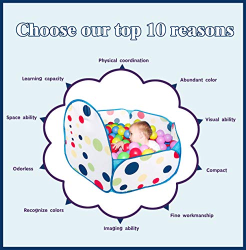 Aeroway Extra Large Kids Blue Ball Pit Playpen Toddler Play Tent Ball Pool with Mini Basketball Hoop and Zipper Storage Bag,47x47x28(inchs), Balls Not Included …