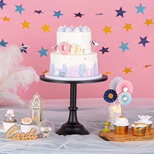 12 Inches/ 30Cm Black Cake Stand, Simple Style Metal Round Wedding Event Birthday Party Dessert Cupcake Pedestal Display Plate (Black, Diam 12") #TOP3