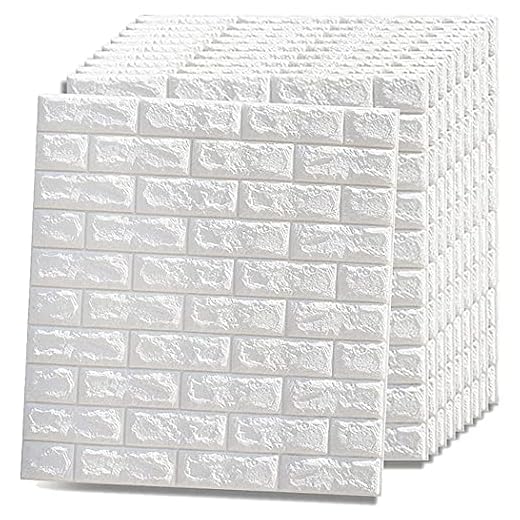 XIAOJUAN 77 x 70 cm 3d tapeter sten ser självhäftande väggpaneler tegel tapet skum väggbeklädnad för badrum kök vardagsrum, vit, 10st (Color : White, Size : 10PCS)