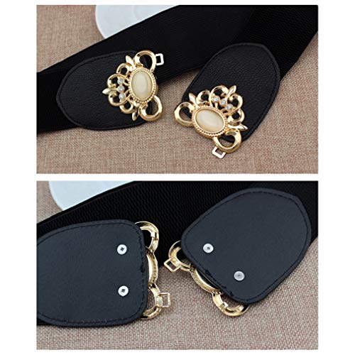 Familyhouse Ladies Fashion Elastic Waist Belt With Metal Buckle Faux Opal Cinch Belt3