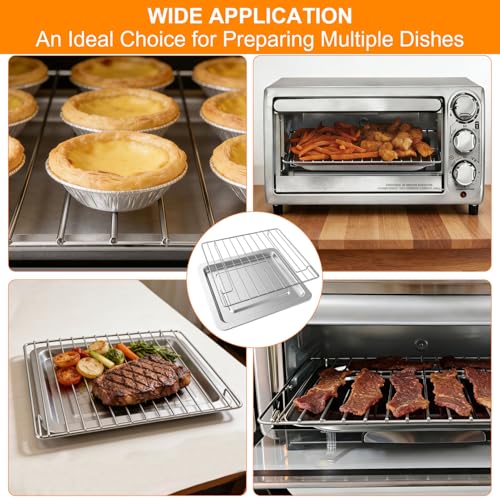 Image of Toaster Oven Accessories for Hamilton Beach Easy Reach 4 Slice Countertop Toaster Oven, 10.9x9.2 IN Food Grade Stainless Steel Toaster Oven Replacement Parts Sheet Pan Tray Rack, Dishwasher Safe