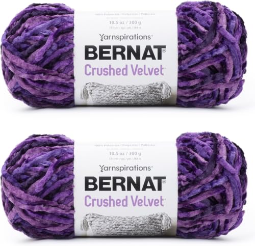 Image of Bernat Crushed Velvet Potent Purple Yarn of 300g /10.5oz - Polyester - 5 Bulky - 315 Yards - Knitting /Crochet (Pack of 24)
